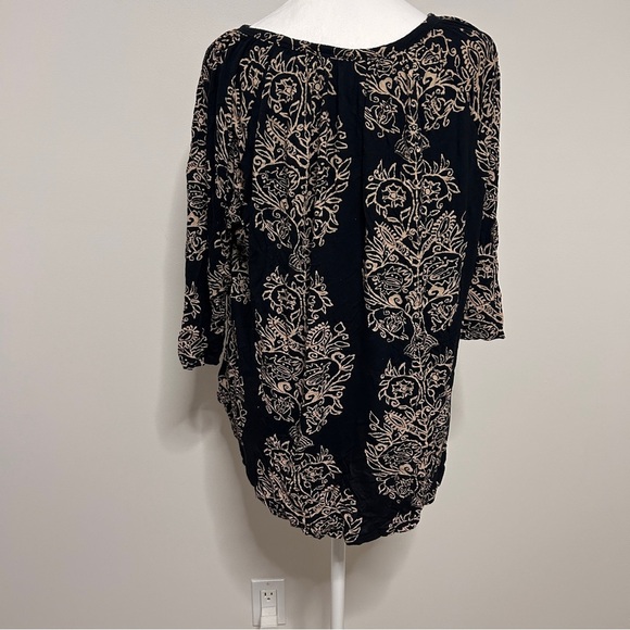 Lucky Brand 2XL/2G Boho Paisley  Flowy 3/4 Length Sleeve lightweight Blouse - Picture 2 of 12